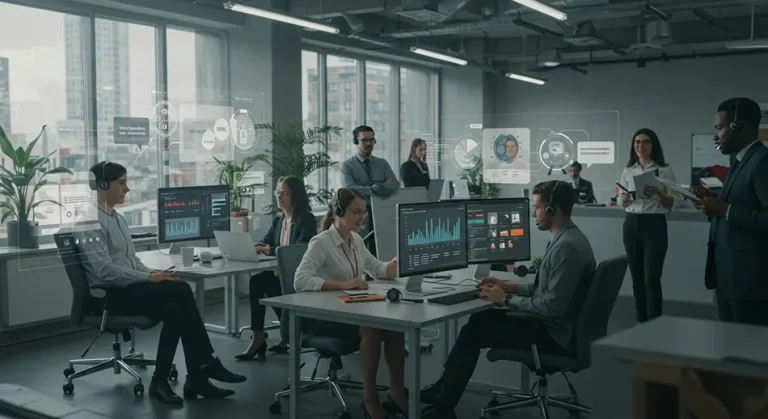 Contact Centre agents engaged in team learning session