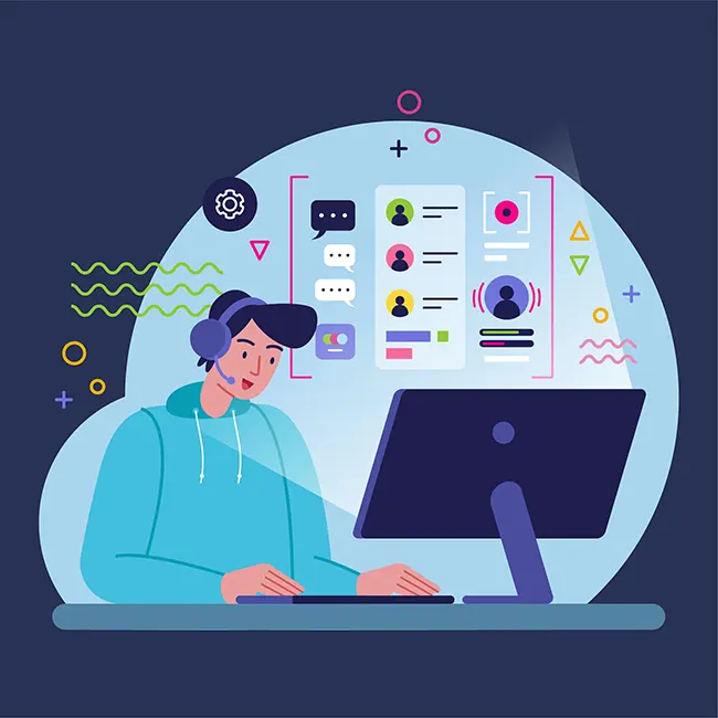 AI virtual assistant interface supporting customer service